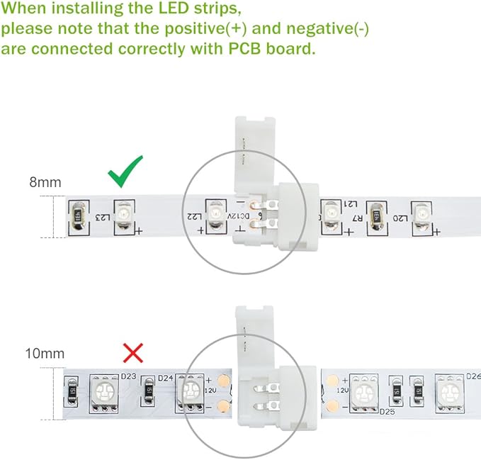 LightingWill 10pcs/Pack T Shape Solderless Snap Down 2Pin Conductor LED Strip - Image 4