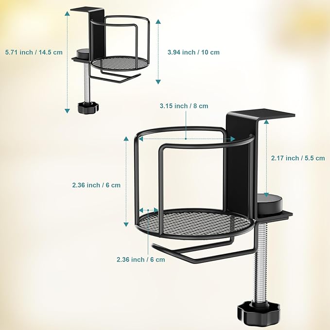ZMHH 2-in-1 Desk Cup Holder, Anti-Spill Table Water Bottle Holder, Clamp On - Image 3