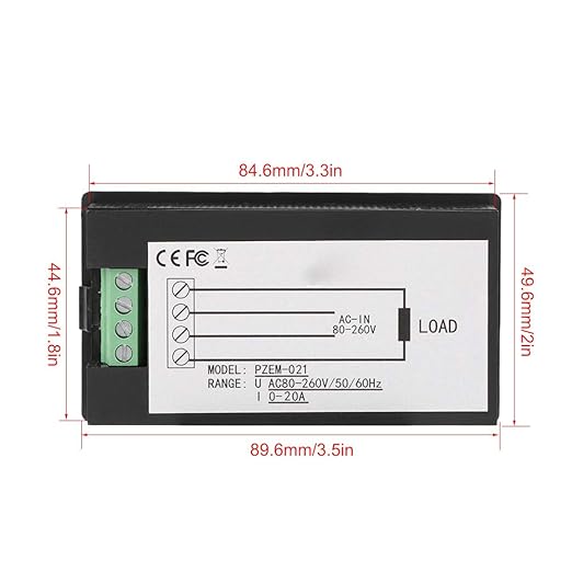 PZEM-021 LCD Display Digital AC Voltage Current Power Energy Meter - Image 8