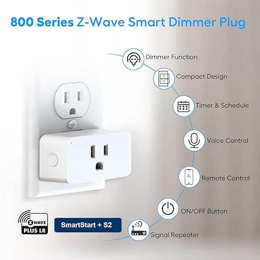 Z-Wave Dimmer Plug 800 Series Zwave Smart Plug，Dimmable Outlet Built-in - Image 3