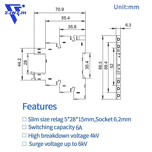 Electromagnetic Relay 24V DC/ 24V AC SPDT 6A - Image 4