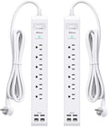 2 Pack Power Strip Surge Protector, 15FT Long Extension Cord, Surge Protector by Mifaso