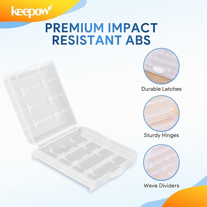 KEEPOW 24 Pcs AA/AAA Battery Storage Case Holder Box - Image 4