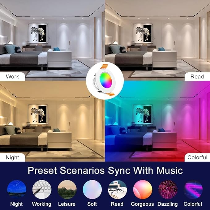 inShareplus 10 Pack 2 Inch Smart Recessed Lighting, WiFi LED Downlight 5W 120V - Image 7