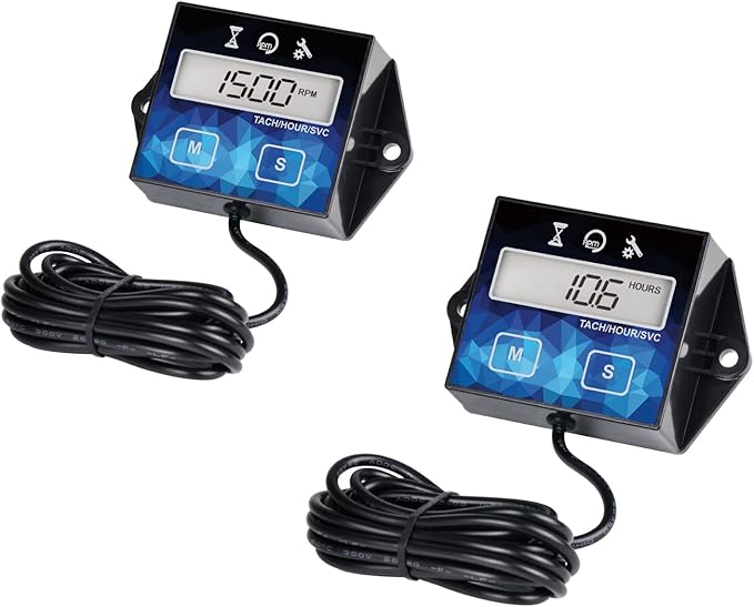 2 Pieces Runleader Small Engine Timer, Digital Tachometer, Maintenance Reminder by Runleader