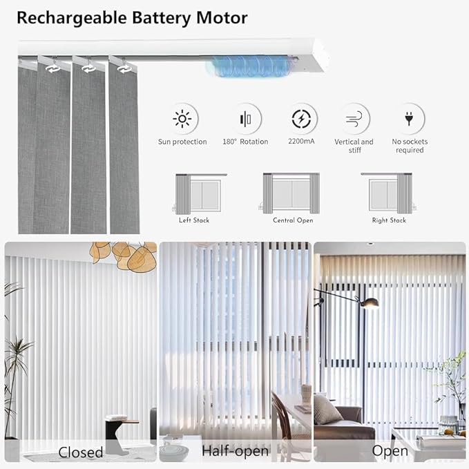 Blindify Motorized Vertical Blinds, 3-Layer Grey - Image 6