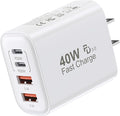 USB C Charger Block, 40W 4 Ports USB-C Wall Charger Plug Fast Charging by TTC