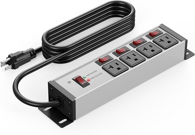 CCCEI Heavy Duty Surge Protector Power Strip 20 Amp Individual Switches. 4FT 12 by CCCEI