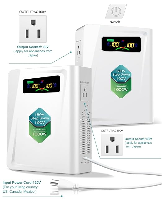 ZHENGXI 120v to 100v Step Down Transformer 1000W Power Voltage Converters - Image 2