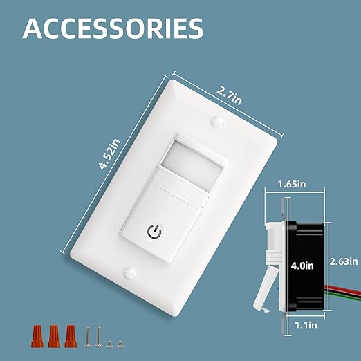 ECOELER Motion Sensor Light Switch, No Neutral Wire, PIR Infrared Motion - Image 7