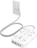 Power Strip with USB, 2100J Surge Protector Flat Plug Extension Cord 5ft by okleeic