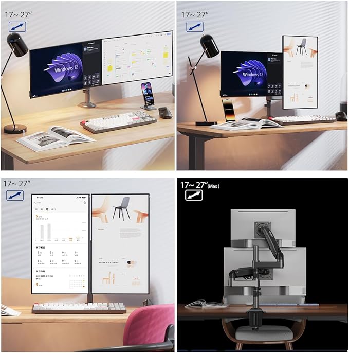 NB North Bayou Dual Monitor Desk Mount Stand Full Motion Swivel Computer - Image 2