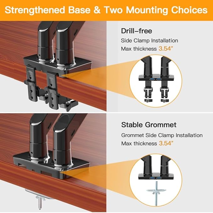 ErGear Dual Monitor Desk Mount up to 40 inches Screens, Max 26.4lbs Capacity - Image 7