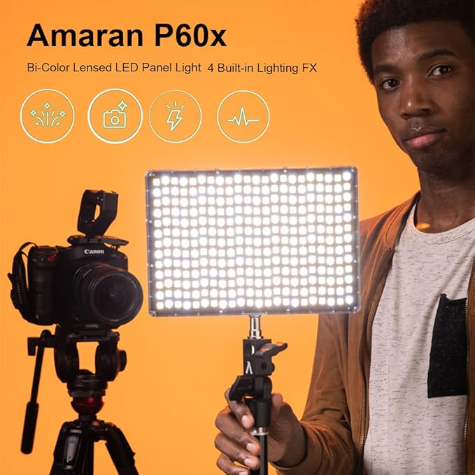 Aputure Amaran P60x 60W Output Bi-Color Lensed LED Panel Video Light 5070+ lux - Image 7