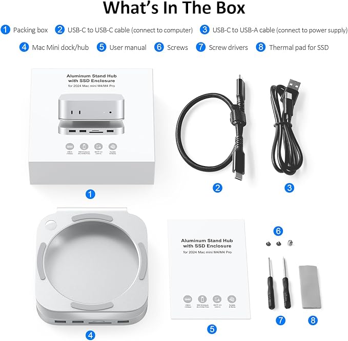 Akyyajaure Mac mini Hub: 10 in 1 Aluminum Stand & Dock - Image 6