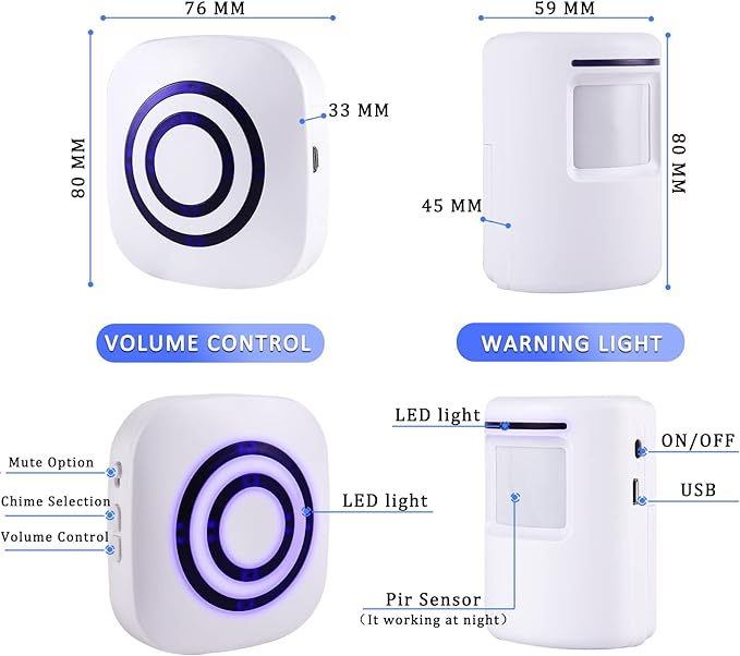 Motion Sensor Alarm, Wireless Driveway Alarm Indoor Home Security Business - Image 2