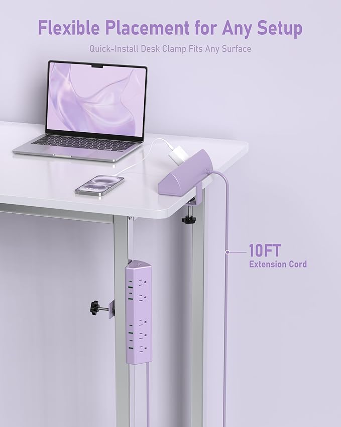 Jgstkcity Desk Clamp Power Strip, 65W Fast Charging Station, 4 USB-C, 4 USB-A - Image 6