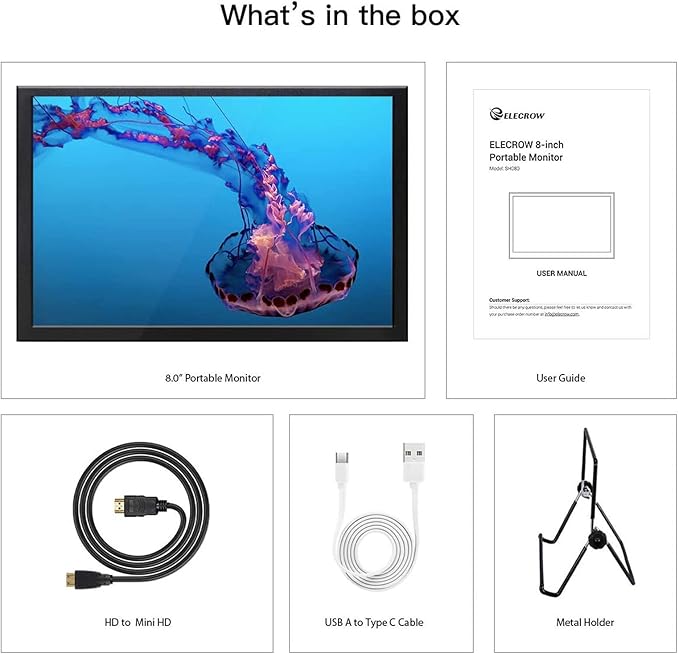 ELECROW 8" Portable Monitor, 1280x800 Mini Non-Touch Capacitive Monitor - Image 7