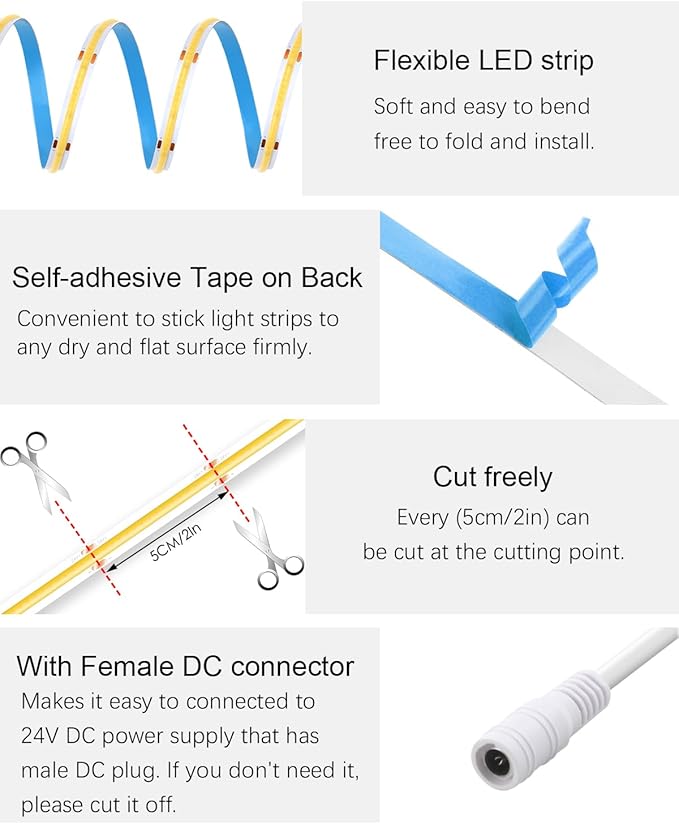 ALITOVE 32.8ft COB LED Lights for Bedroom - Image 5