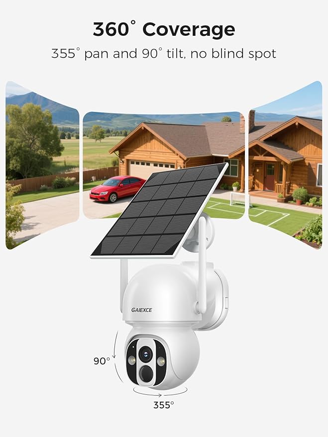 GAIEXCE Solar Home Security Camera System Wireless Outdoor, 4 Cam Kit - Image 4