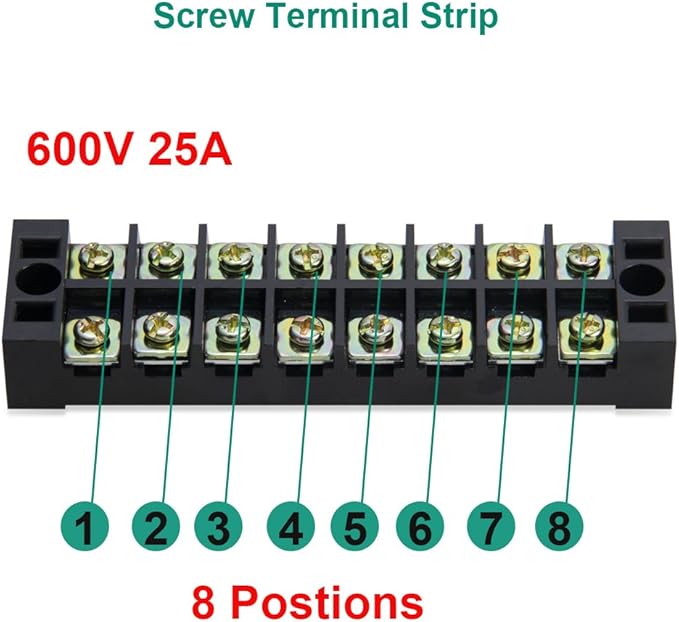 MILAPEAK 8pcs 8 Positions Dual Row 600V 25A Screw Terminal Strip Blocks - Image 4