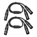 2 Pack XLR Y Splitter, 1.5FT XLR Female to Dual Male, Balanced Mic Audio Cables by SZLliyxs