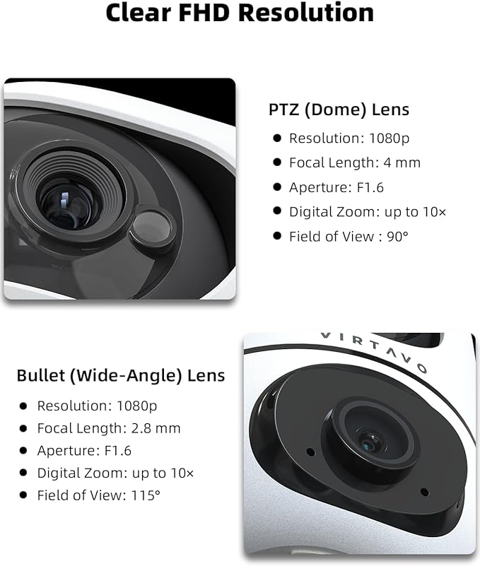 virtavo XD1 Indoor Security WiFi Camera, No Subscription Required, Dual-Lens - Image 7