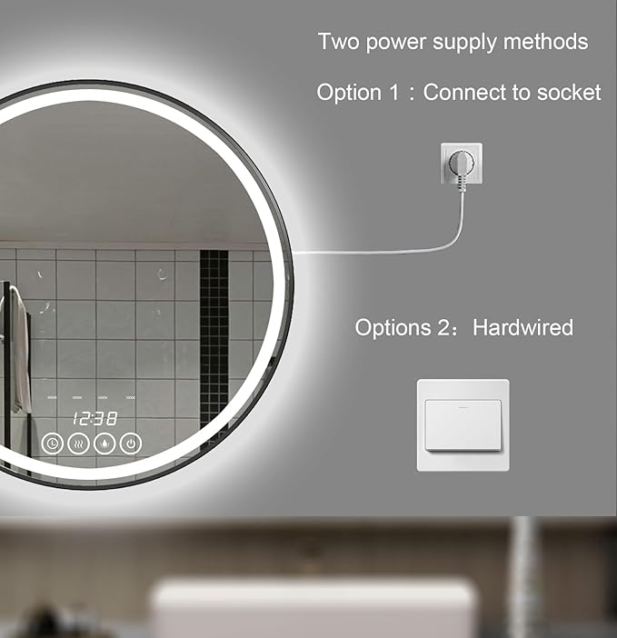 28 Inch Wall-Mounted Round Bathroom Mirror - Image 7
