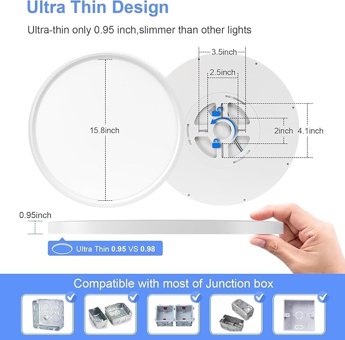 hunhun 6 Pack 16 Inch Dimmable LED Flush Mount Ceiling Light 4800LM Round Light - Image 7
