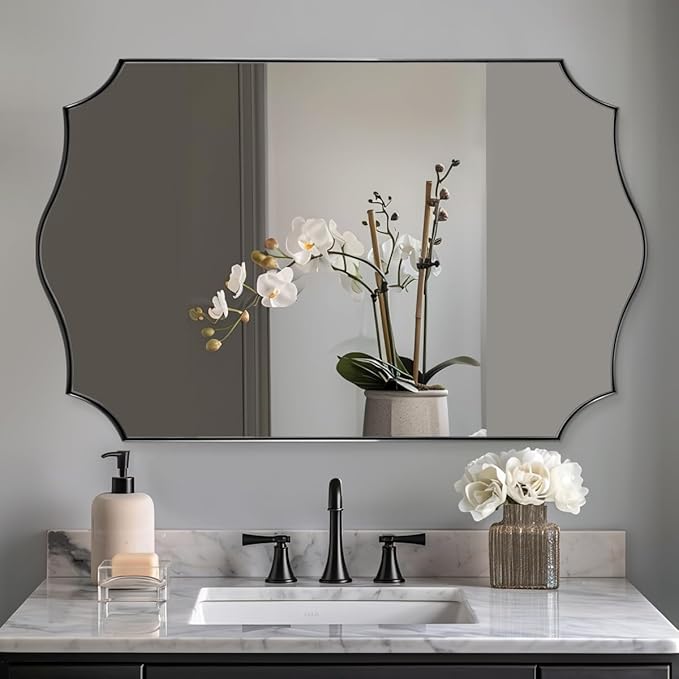 ANDY STAR 30x48 Inch Matte Black Mirror, Unique Rectangular Bathroom Mirror by ANDYSTAR