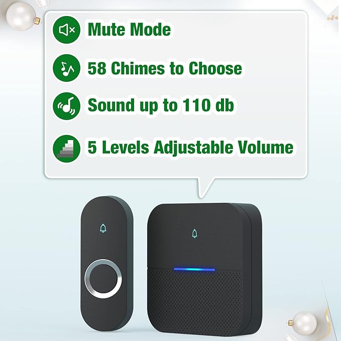 AIDA Lighted Wireless Doorbell for Home, Waterproof Battery Doorbell 1 - Image 3