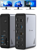 TobenONE 18 in 1 Laptop Docking Station 3 Monitors, Triple 4K Display by TobenONE