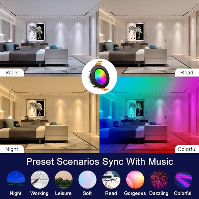 inShareplus 2 Inch Smart Recessed Lighting, 6 Pack WiFi Black LED Downlight 5W - Image 7