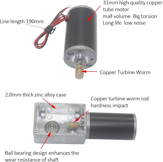 Reversible Gear Motor, 24V 8mm Shaft Gear Motor High Torsion Speed Reduce - Image 4