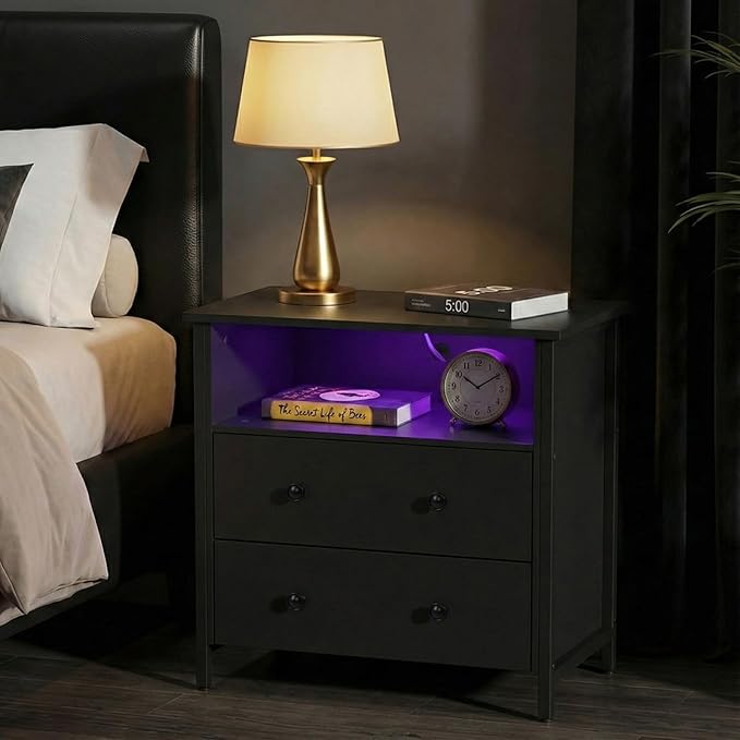 Tykacna 27 Inch Wide Night Stand, Large Wood Night Stand - Image 8