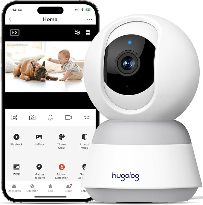 Hugolog 4K 8MP Indoor Pan/Tilt Security Camera by Hugolog