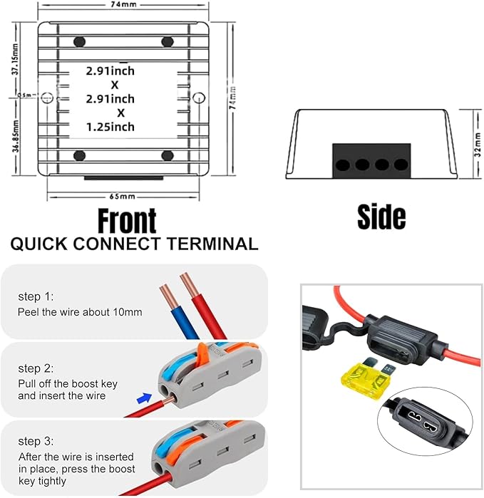48V to 12V Converter Golf Cart Voltage Regulator Reducer Transformer Waterproof - Image 6