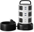 Power Strip Tower Surge Protector, JACKYLED 1625W 13A Outlet Surge Electric by JACKYLED
