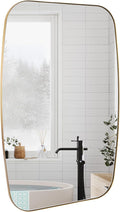 Oval Mirrors for Bathroom, Brushed Gold Oblong Bathroom Wall Mounted Modern by Bolrok