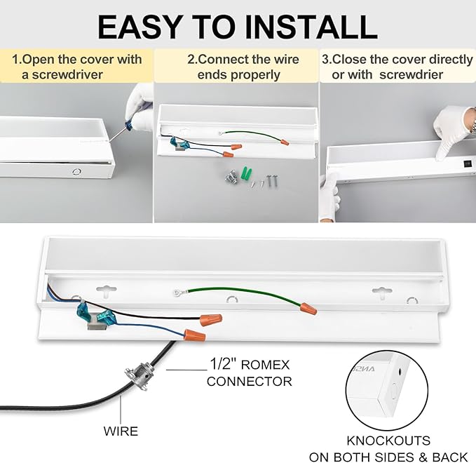 Ansen 4Packs of Under Cabinet Lighting Hardwired, 24IN 18W 1237LM, Dimmable Led - Image 5