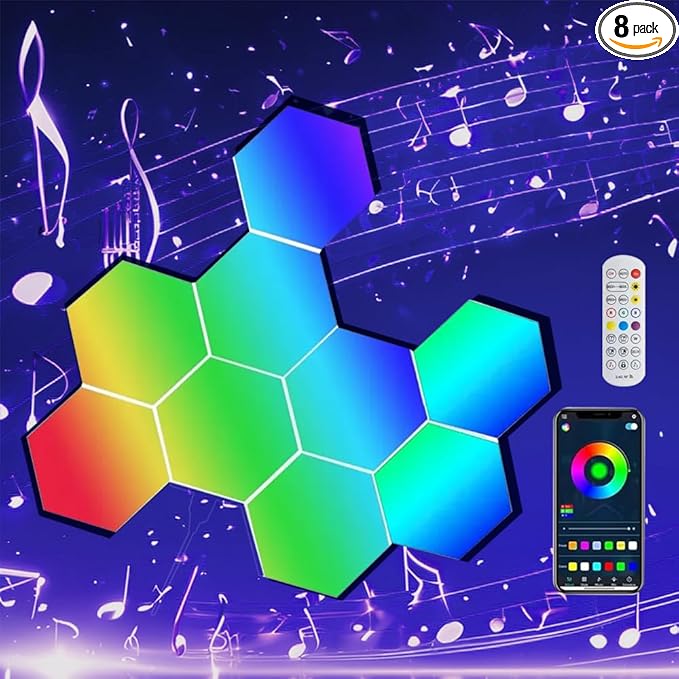 ODISTAR Hexagon Wall Light Panels- Smart APP RGB Hexagonal LED Modular Lights by ODISTAR
