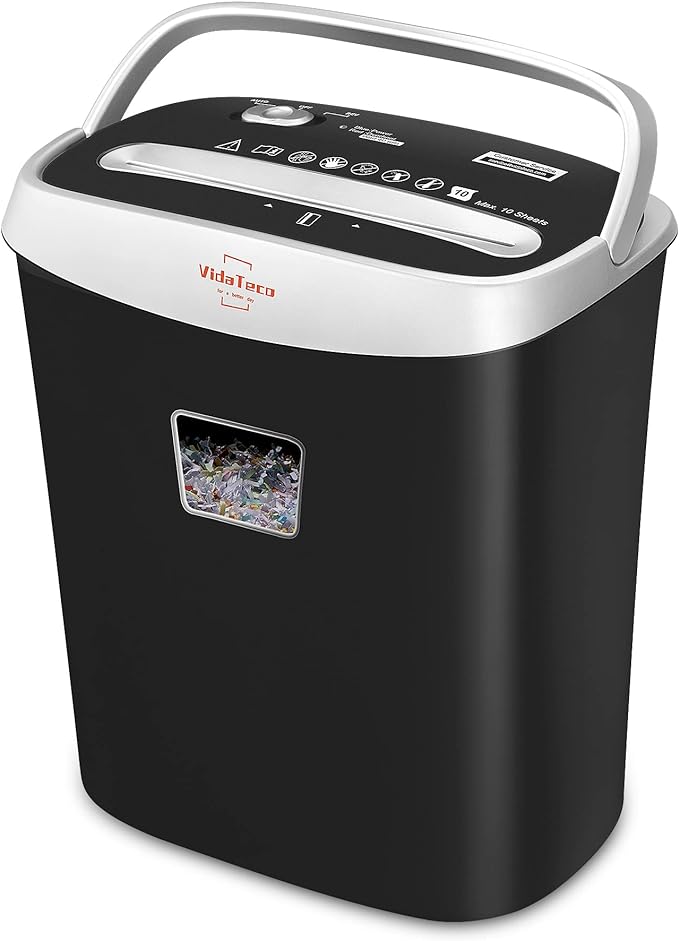 VidaTeco Paper Shredder for Home Office10-Sheet Cross-Cut Shredder by VidaTeco