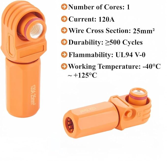 IP67 Waterproof 25mm² 120A High Voltage High Current Battery Energy Storage - Image 3