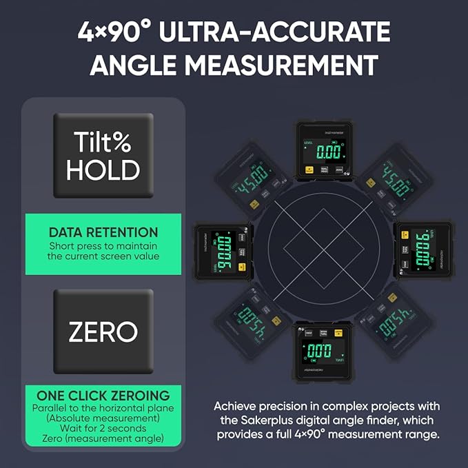 Saker Digital Angle Finder Protractor Tool, Precision Angle Measuring Tool - Image 4