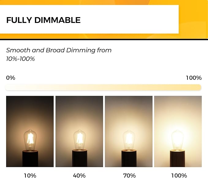 Hizashi Led Edison Bulbs Dimmable, 6W Equivalent 60W, 3000k Soft White - Image 3
