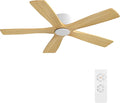 WINGBO 54" Flush Mount DC Ceiling Fans Without Lights, 5 Carved Solid Wood by HomePage