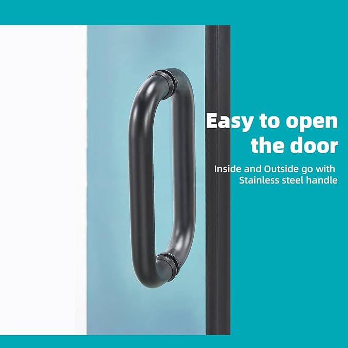 Pivot Swing Shower Door, Adjustable Width 58.9-60" W x 74" H Semi-Frameless - Image 6
