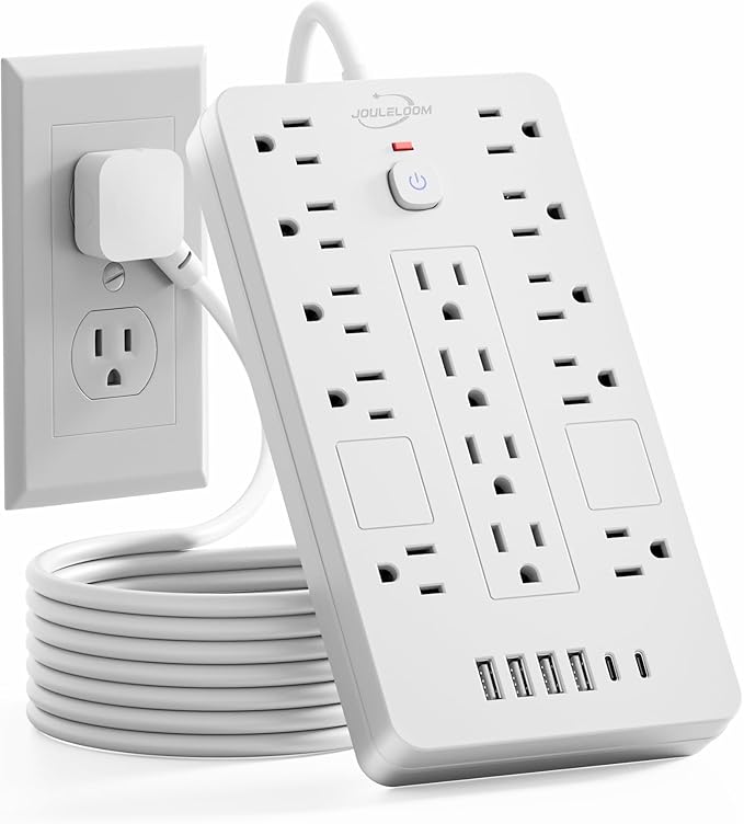 JouleLoom Surge Protector Power Strip-14 Outlets and 6 USB Ports, 10 Feet Flat by JouleLoom