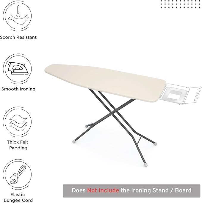 Encasa XO Ironing Board Cover and Pad 54"x15" - 4mm Felt Large Iron Board Cover - Image 2
