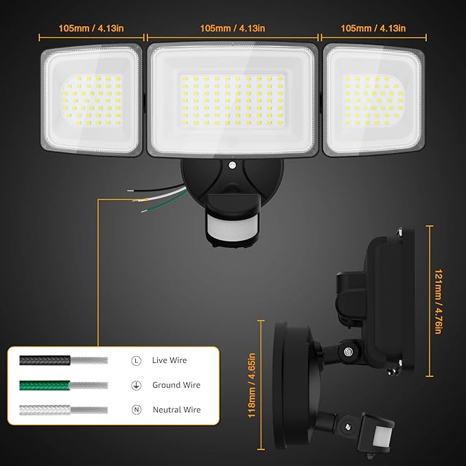 Onforu 2 Pack 100W LED Security Lights Motion Sensor Outdoor, 9000LM Super - Image 9
